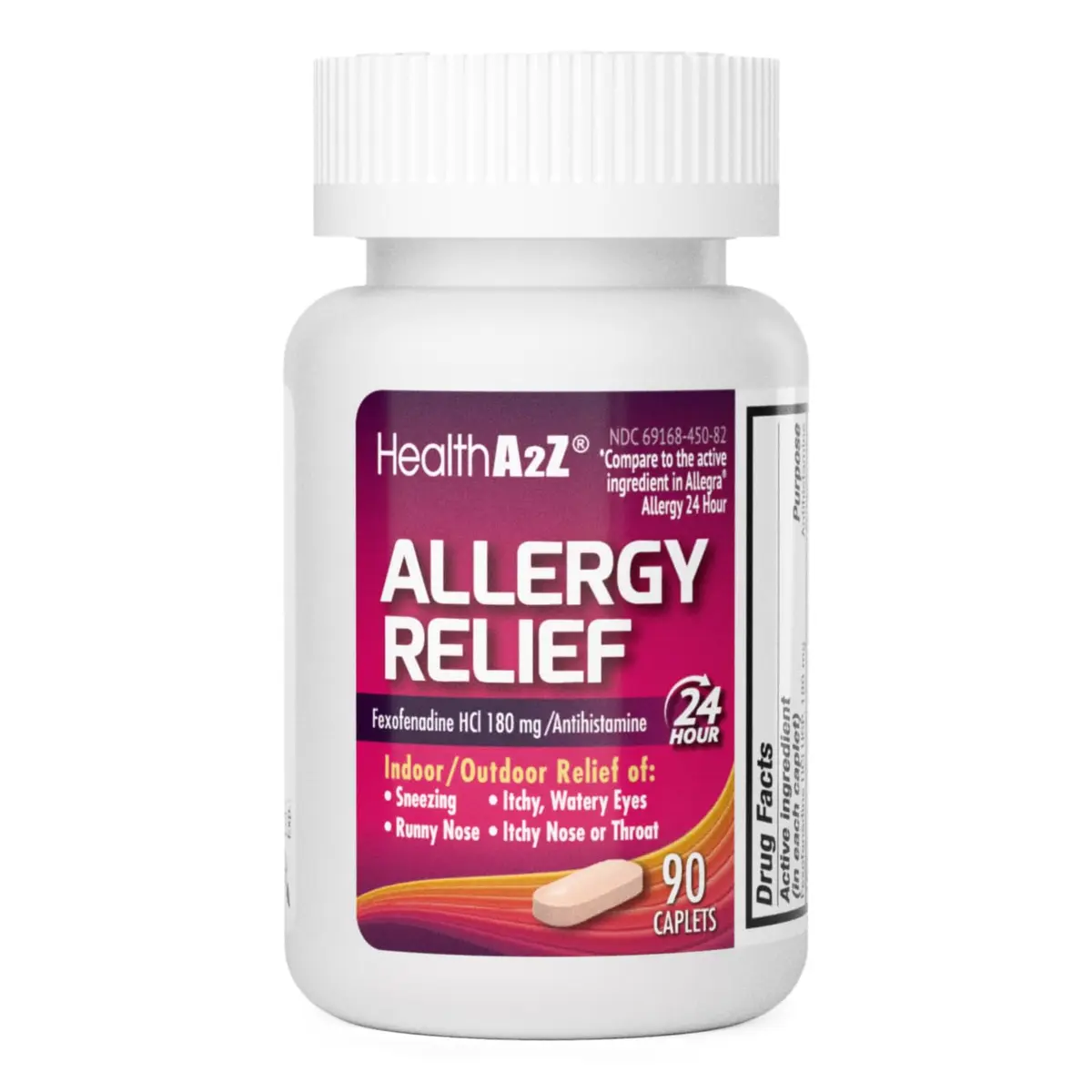 HealthA2Z Fexofenadine 180mg 24-Hour Allergy Relief, Antihistamine, 90 Ct | Indoor & Outdoor Support - main product image