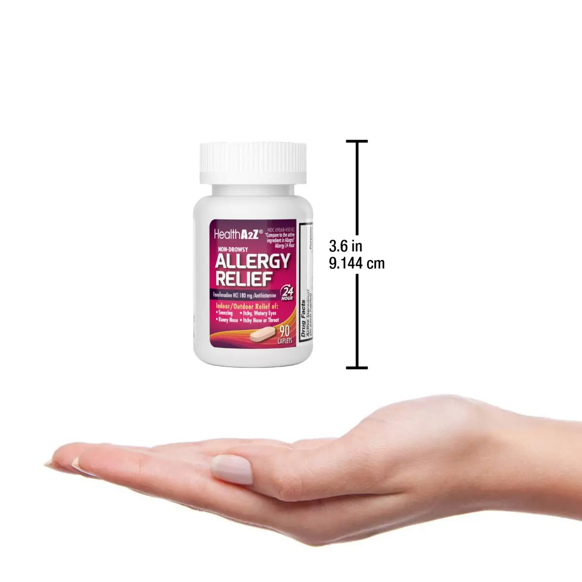 HealthA2Z Fexofenadine 180mg 24-Hour Allergy Relief, Antihistamine, 90 Ct | Indoor & Outdoor Support - view 8