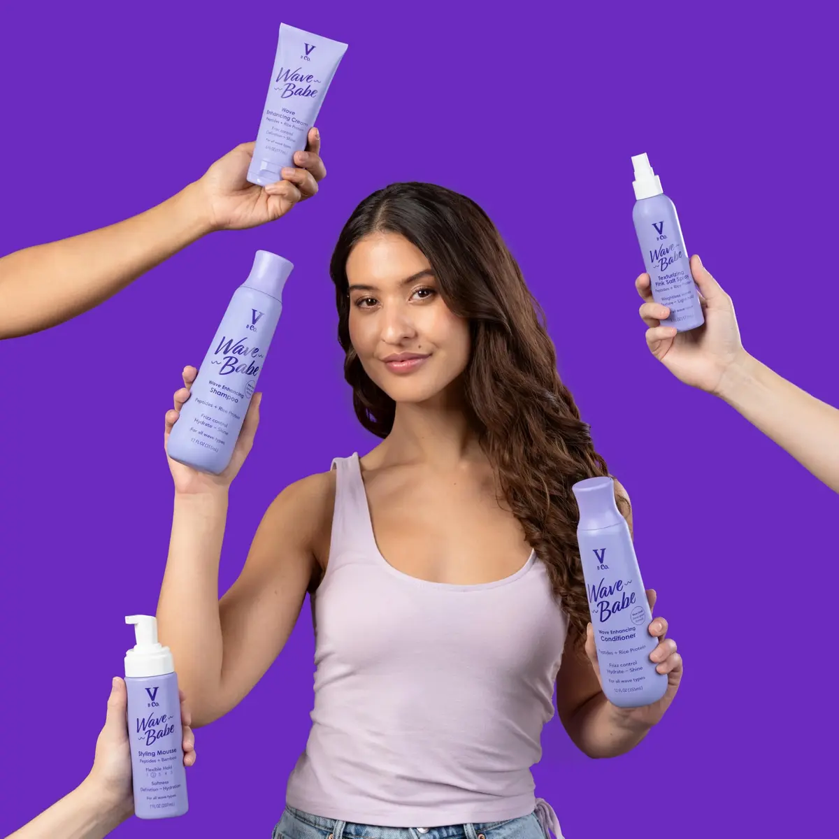 V&Co. Wave Babe Wavy Hair Shampoo – Sulfate & Paraben Free, Hydrating with Rice Protein & Peptides, 12 fl oz - view 6