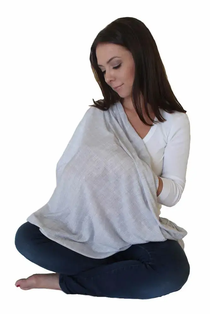 LK Baby 3pk Infinity Nursing Scarf Cover Blue, Grey & Black | Soft Jersey for Breathable Comfort - view 5