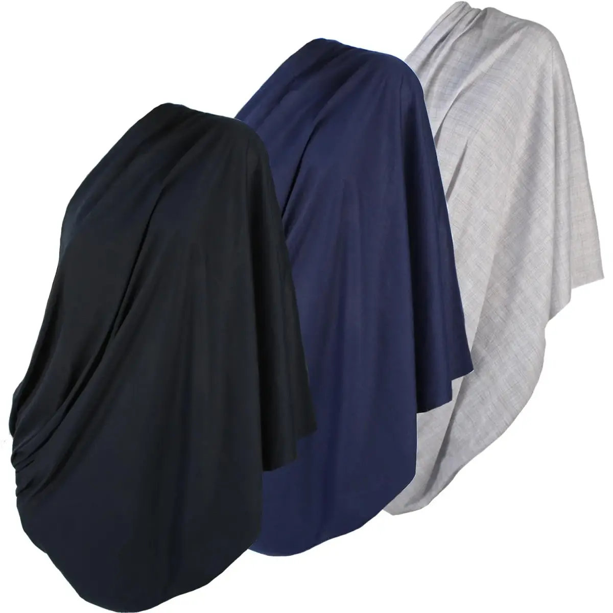 LK Baby 3pk Infinity Nursing Scarf Cover Blue, Grey & Black | Soft Jersey for Breathable Comfort - main product image