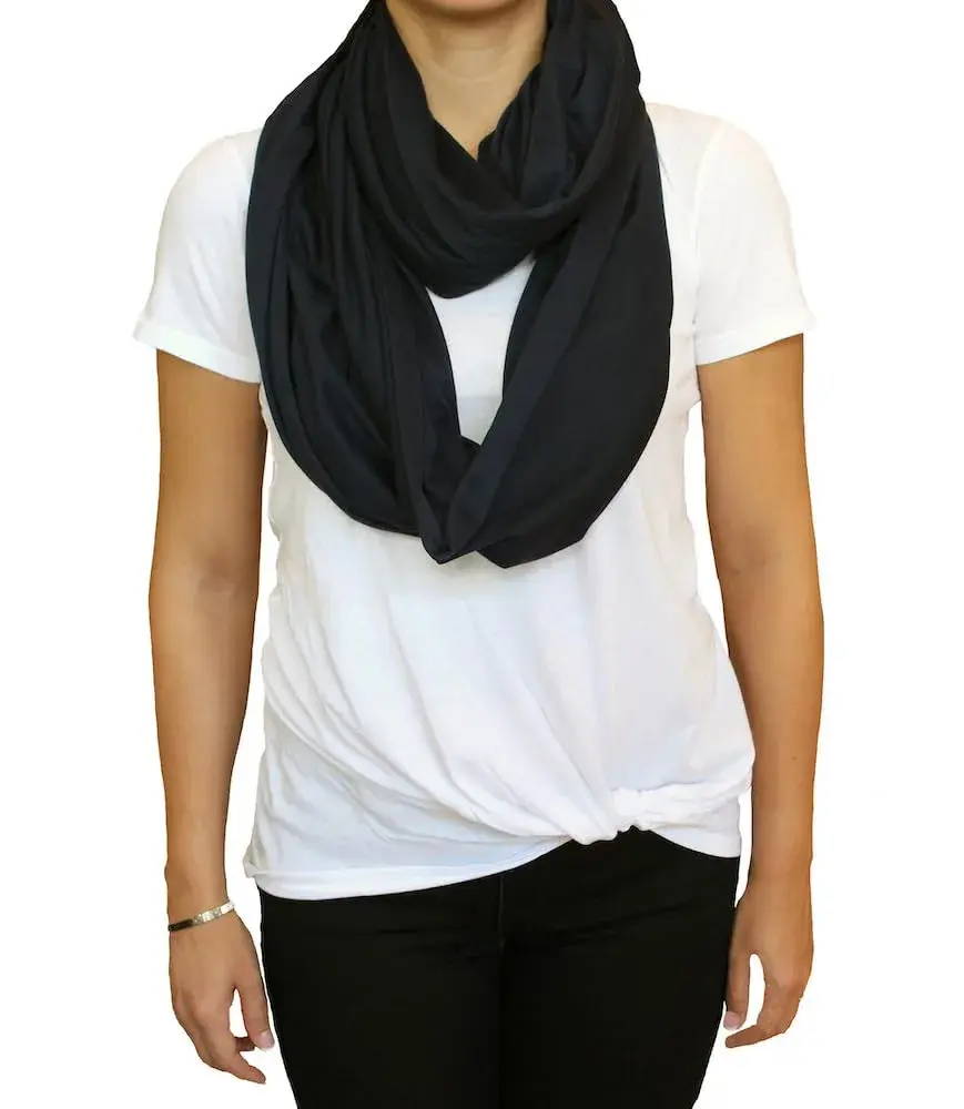 LK Baby 3pk Infinity Nursing Scarf Cover Blue, Grey & Black | Soft Jersey for Breathable Comfort - view 8