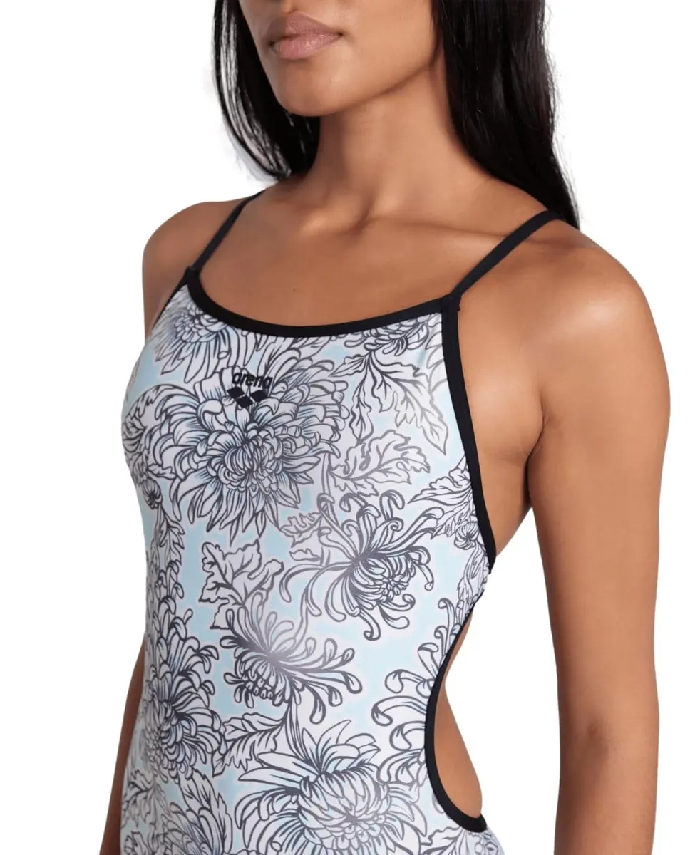 ARENA Performance White Floral Women's Swimsuit Lace Back MaxLife Training Suit Athletic Ladies Bathing Suit, US Size 22 | Chlorine-Resistant & Eco-Friendly - view 3