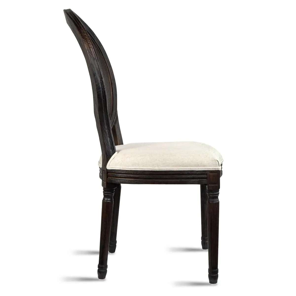2xhome Set of 2 French Country Dining Chairs | Linen Upholstered Fabric | Rustic Wooden Frame - view 6