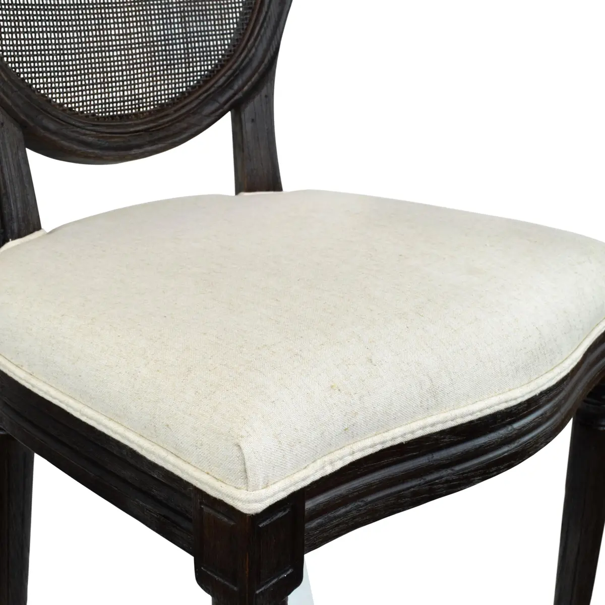 2xhome Set of 2 French Country Dining Chairs | Linen Upholstered Fabric | Rustic Wooden Frame - view 8