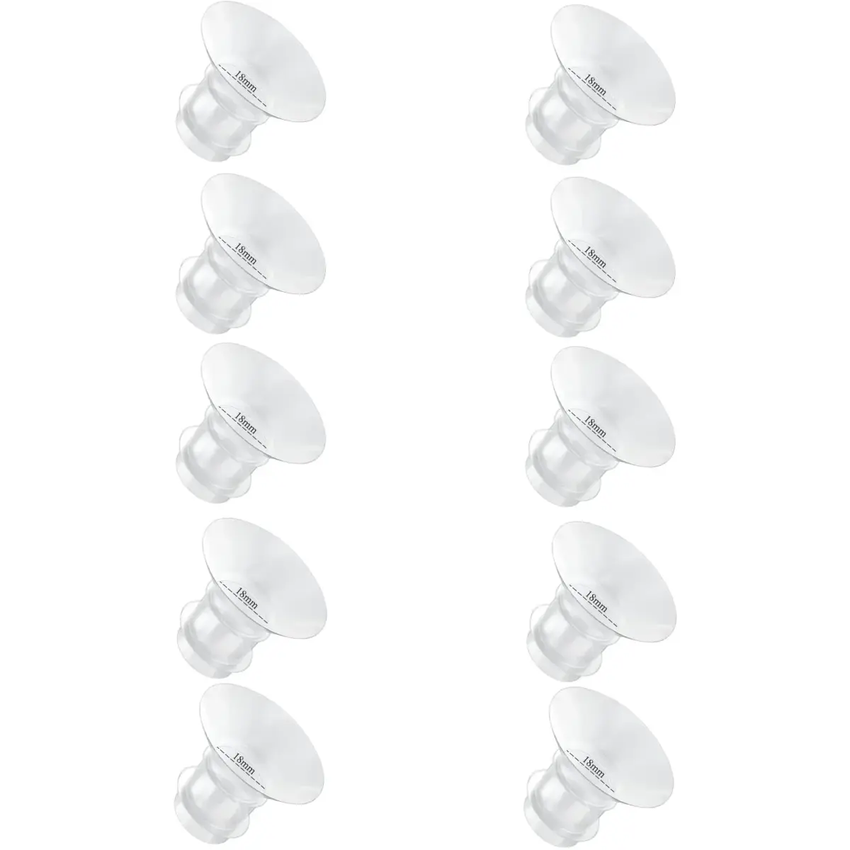 GOCROWEEN 18mm Flange Inserts for Spectra/Medela 24mm Shields | Reduce Nipple Tunnel to 18mm, 10-Pack Transparent - main product image