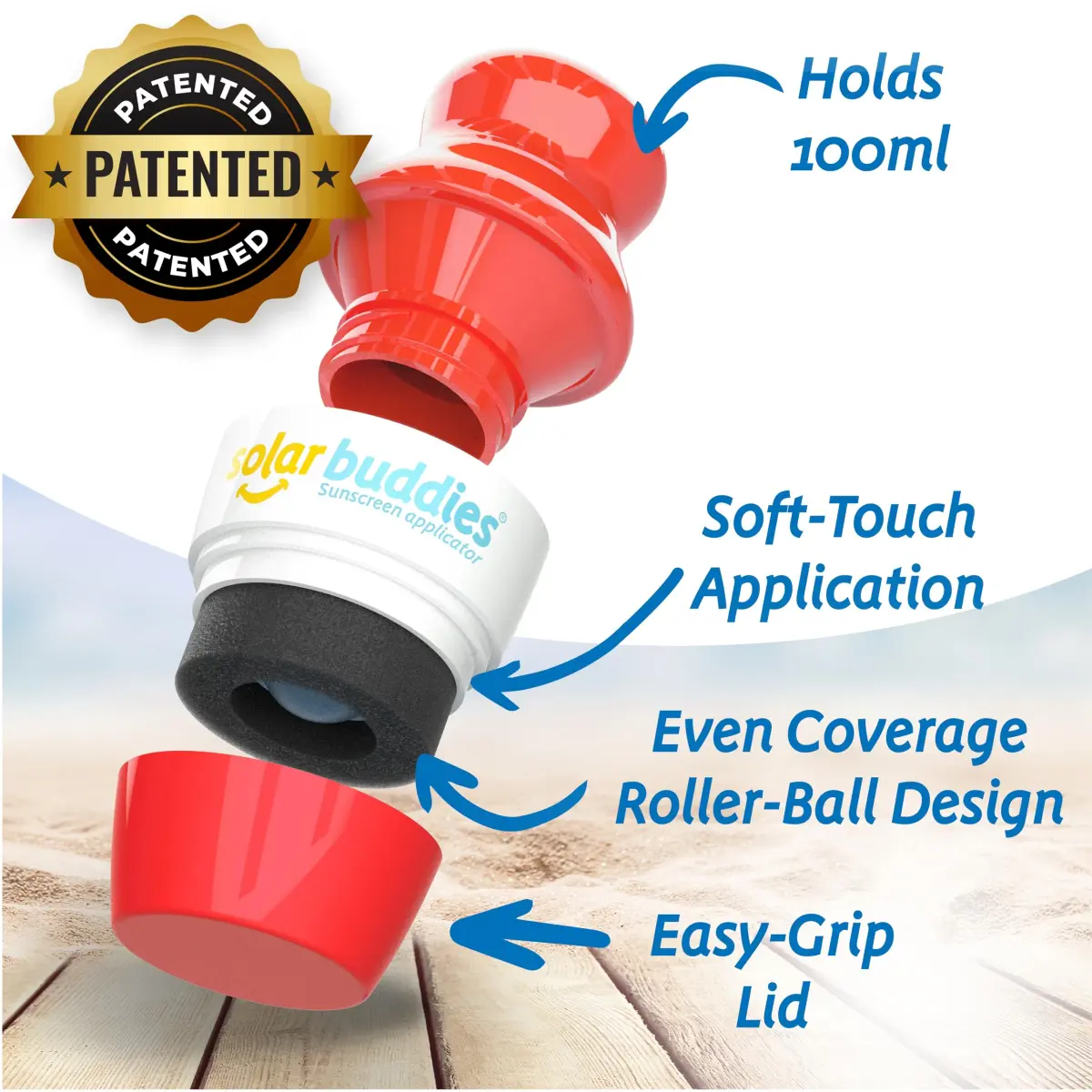 Solar Buddies Refillable Sunscreen Applicator — Full Red 100ml (3.4 Fl Oz) | Mess-Free Travel Essential - view 2