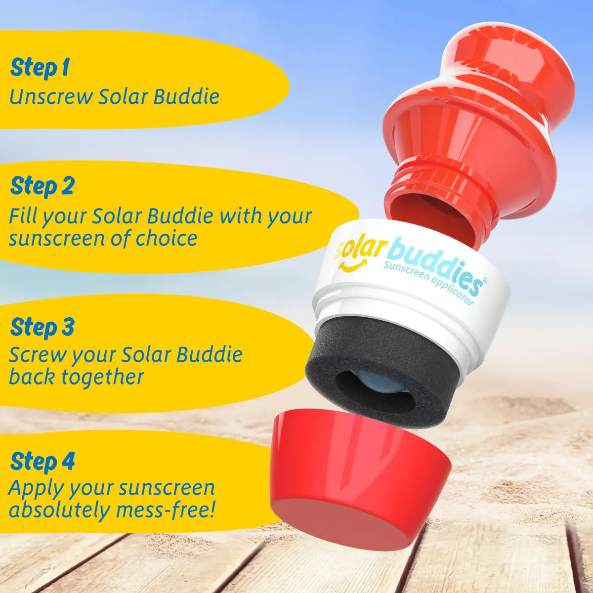 Solar Buddies Refillable Sunscreen Applicator — Full Red 100ml (3.4 Fl Oz) | Mess-Free Travel Essential - view 4