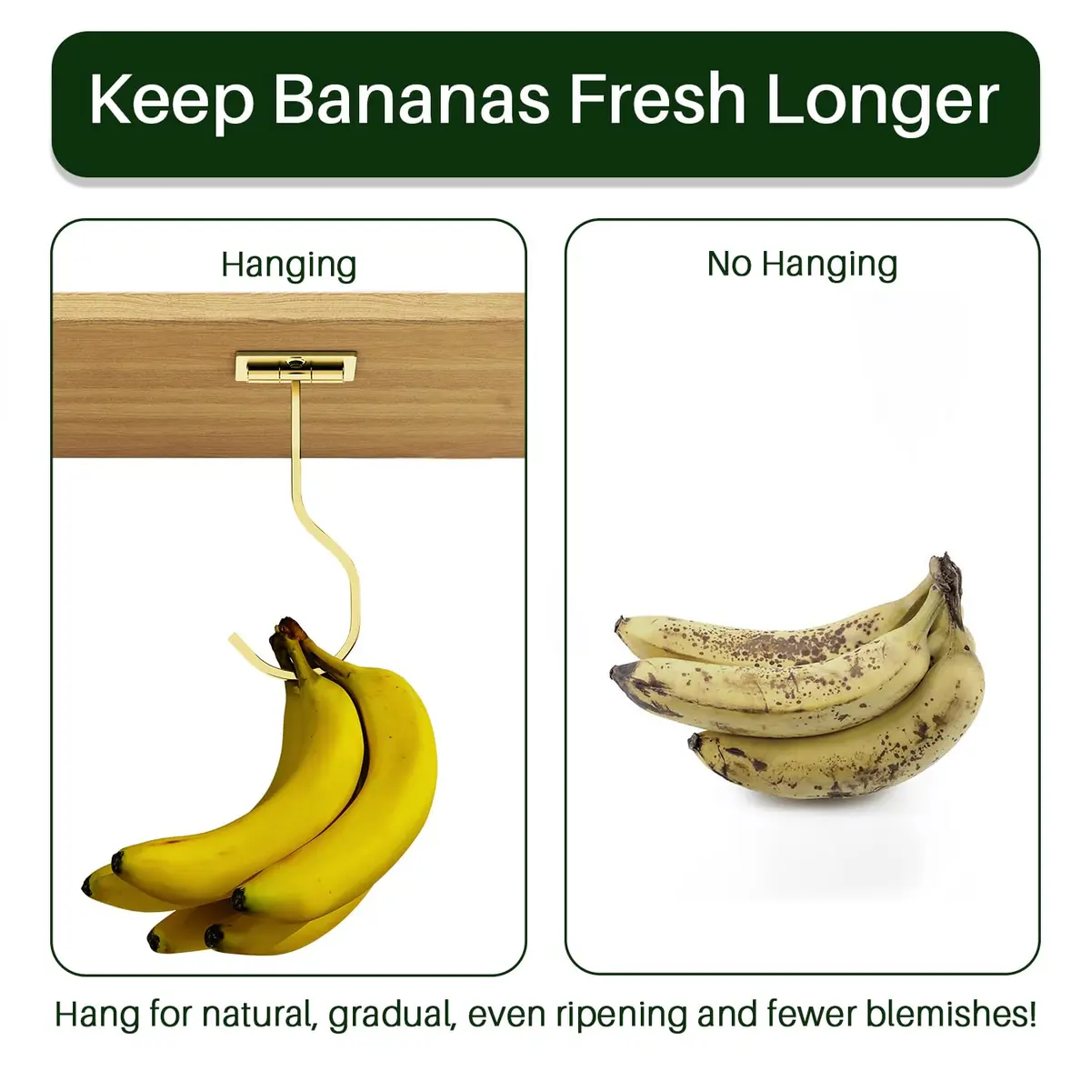 bussdis Adhesive Banana Hook Under Cabinet | Space-Saving, Magnetic, Gold - view 7