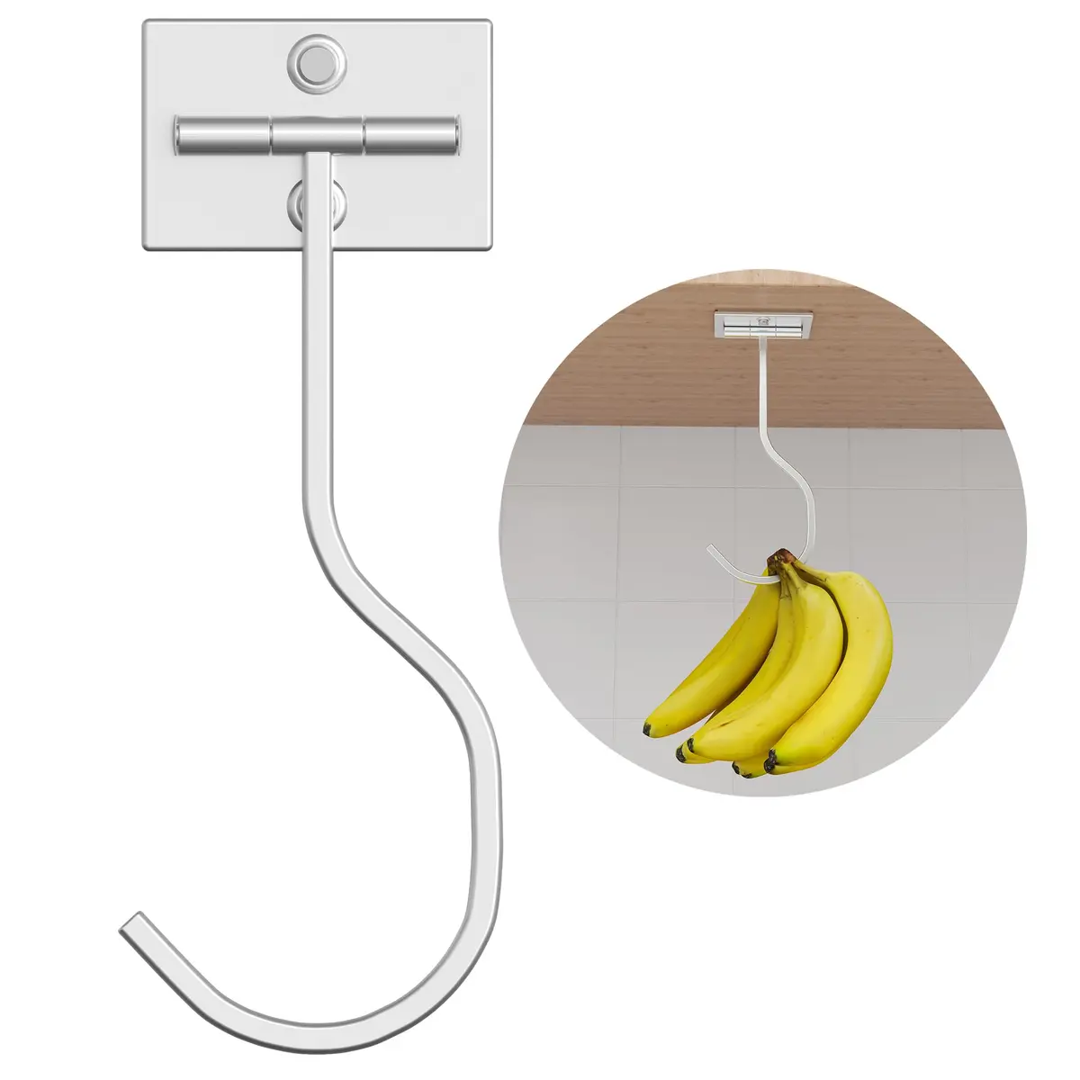 bussdis Silver 1 Pack Storage Hook | Heavy Duty Stainless Steel, Foldable, 13lb Capacity, Magnetic, Under Cabinet (70-120 chars) - main product image