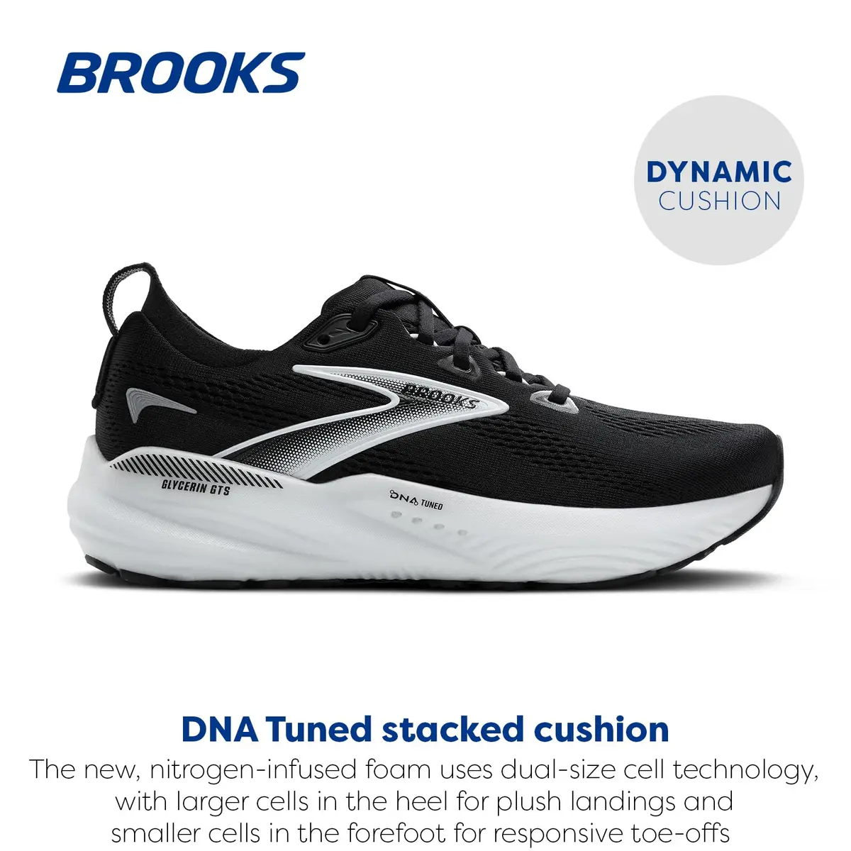 Brooks Glycerin GTS 22 Supportive Running Shoe - Black/Grey/White - 11.5 Medium - view 2