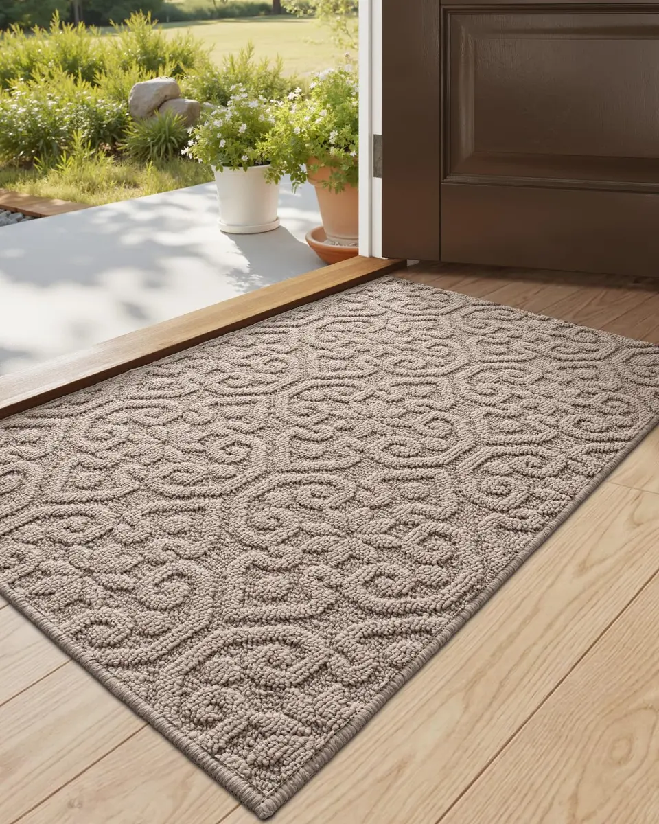 DEXI Indoor Entrance Doormat 43cm x 76cm (17" x 30") | Floral Pattern Dirt Trapper - main product image