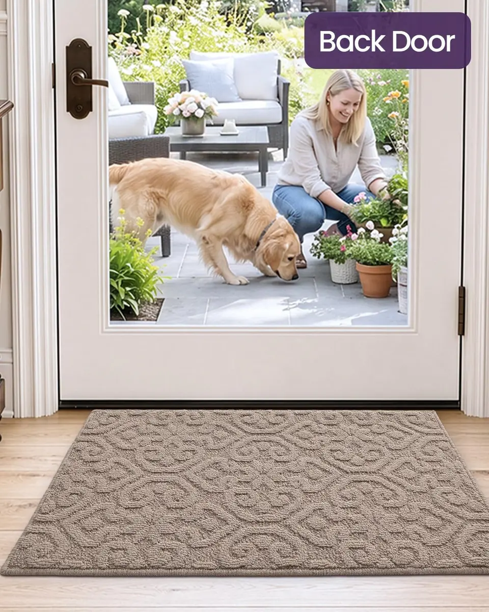 DEXI Indoor Entrance Doormat 43cm x 76cm (17" x 30") | Floral Pattern Dirt Trapper - view 3