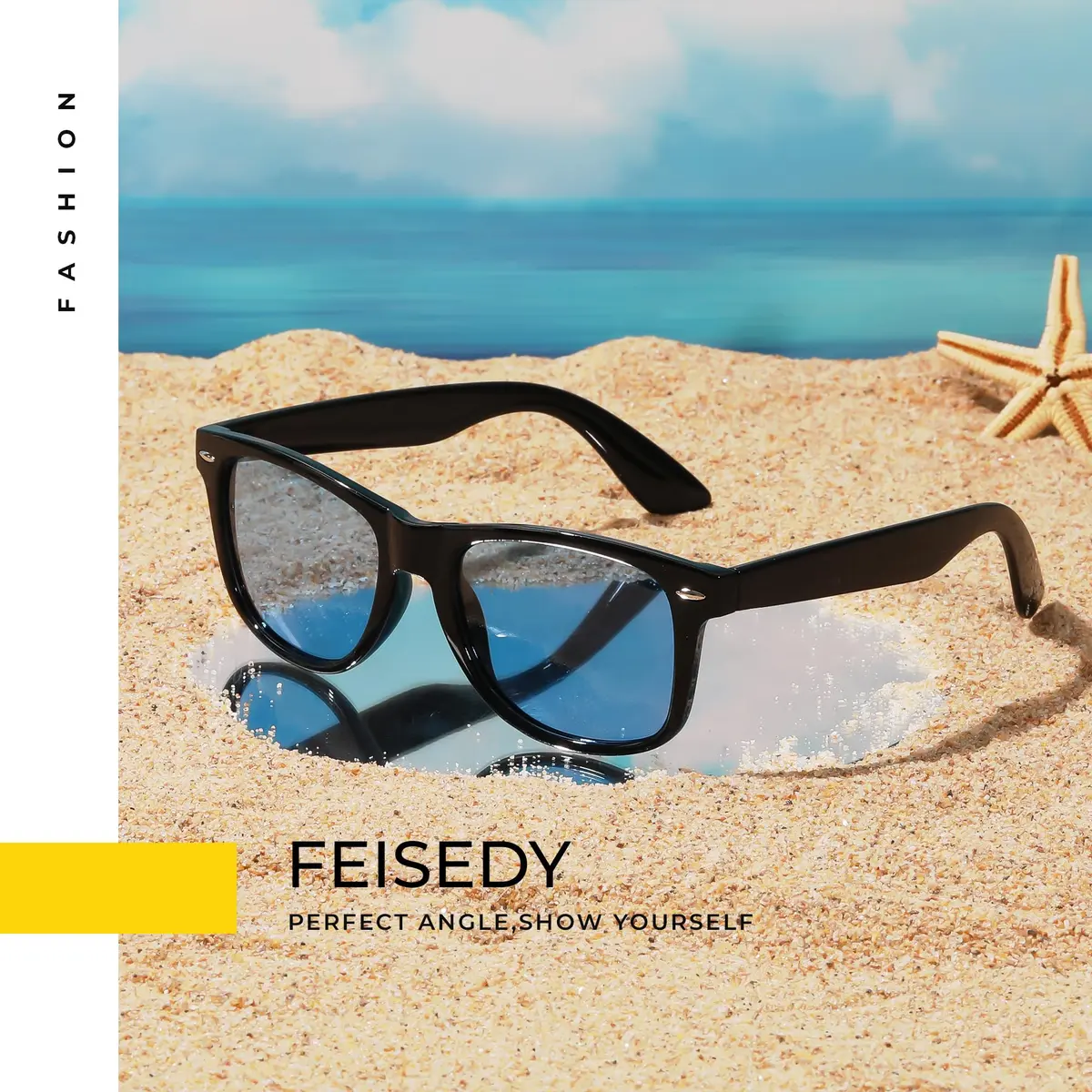 FEISEDY Classic Square Retro Polarized Sunglasses for Women & Men | 54mm Lens Width - view 8