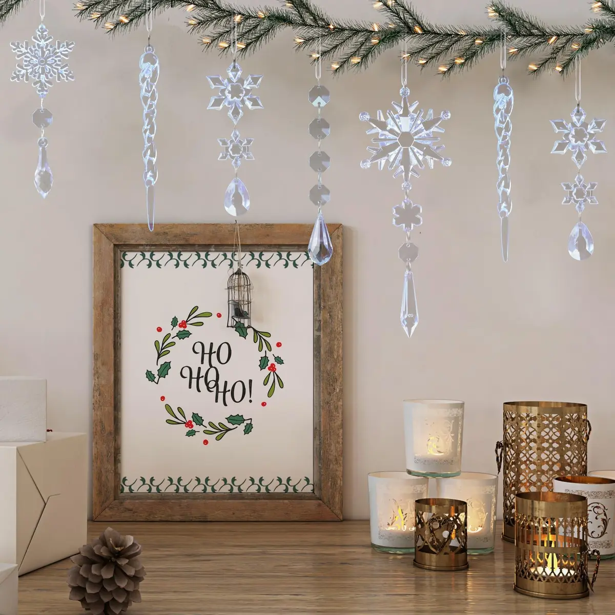 GuassLee Crystal Ornaments for Christmas Tree Winter Wonderland Decorations 20 pcs (0.23 kg) | Shatterproof Acrylic Hanging Pendants - view 5