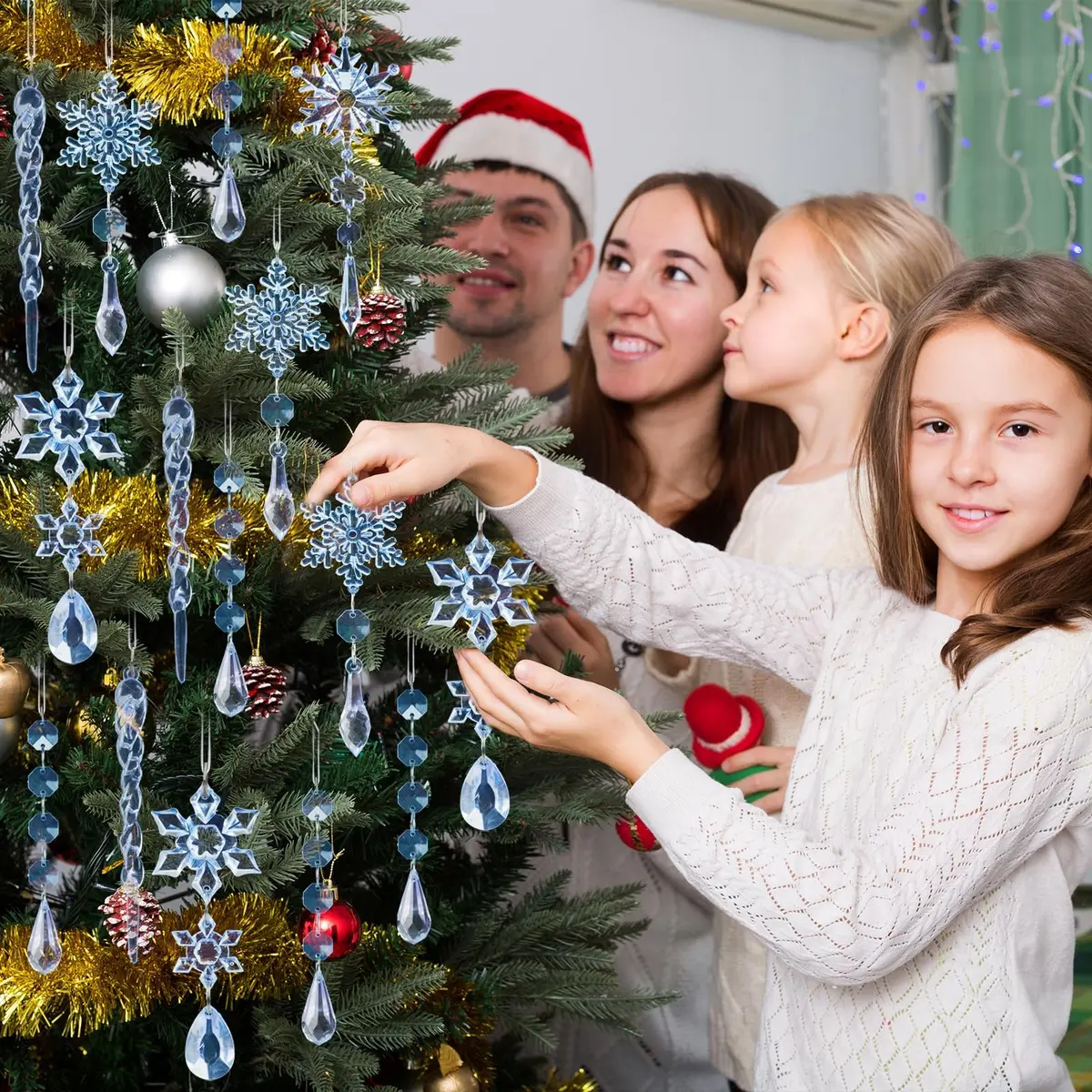 GuassLee Crystal Ornaments for Christmas Tree Winter Wonderland Decorations 20 pcs (0.23 kg) | Shatterproof Acrylic Hanging Pendants - view 7