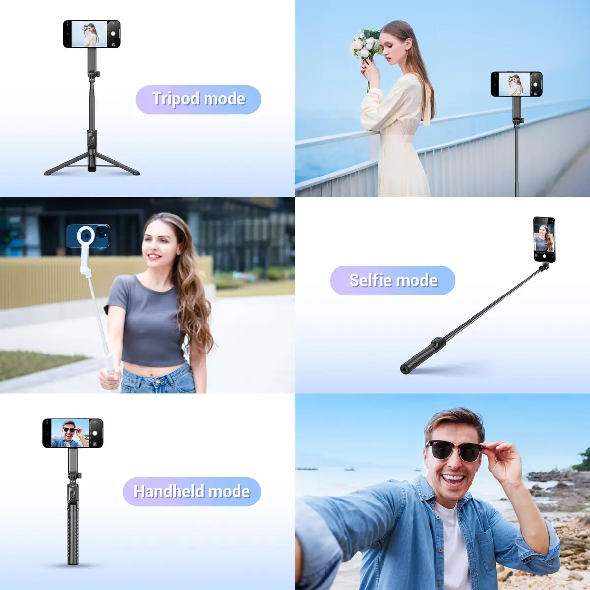 JJC Magnetic Phone Tripod Selfie Stick 40.9" | Extendable Cell Phone Stand for iPhone 17 16 15 14 13 12 MagSafe - view 2