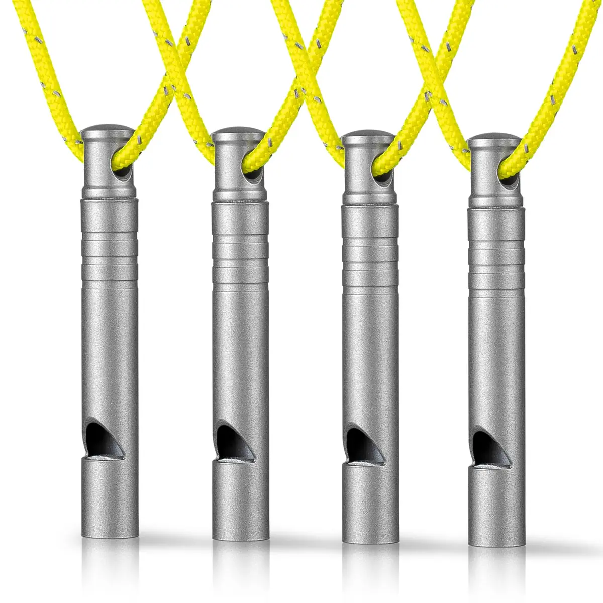TISUR Titanium Emergency Whistle,Dog Whistle (Gray-4PCS) | 120dB Loud Signal for Outdoors & Pets - main product image
