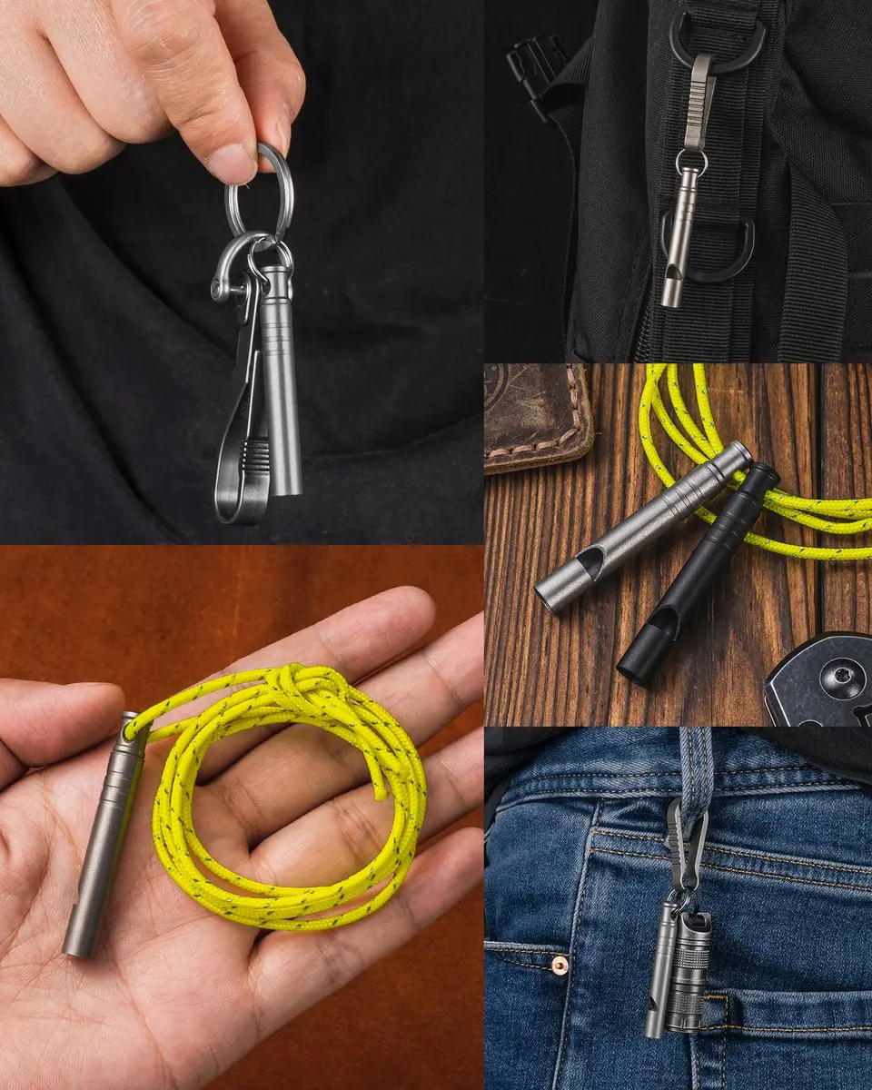 TISUR Titanium Emergency Whistle,Dog Whistle (Gray-4PCS) | 120dB Loud Signal for Outdoors & Pets - view 6