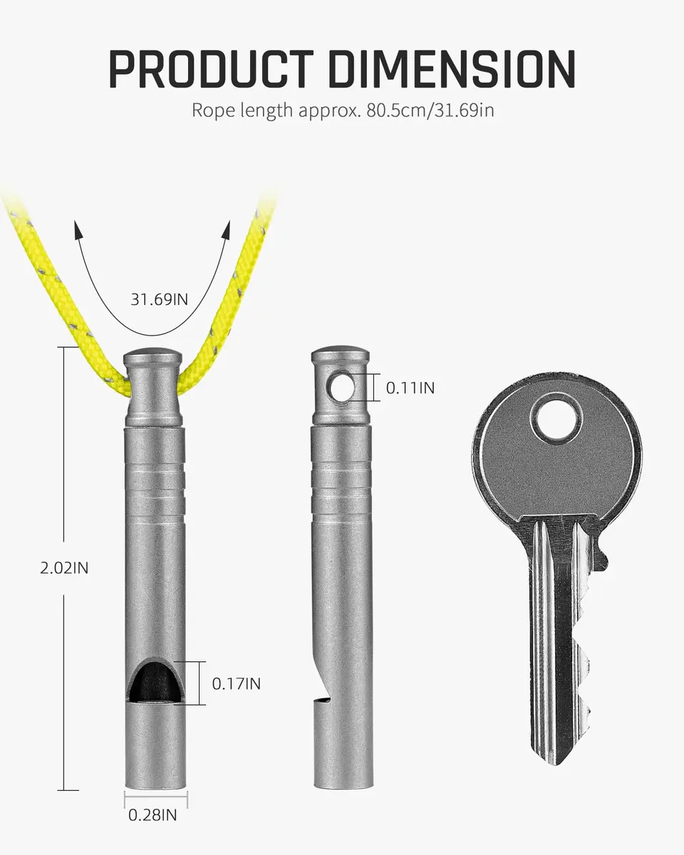TISUR Titanium Emergency Whistle,Dog Whistle (Gray-4PCS) | 120dB Loud Signal for Outdoors & Pets - view 2