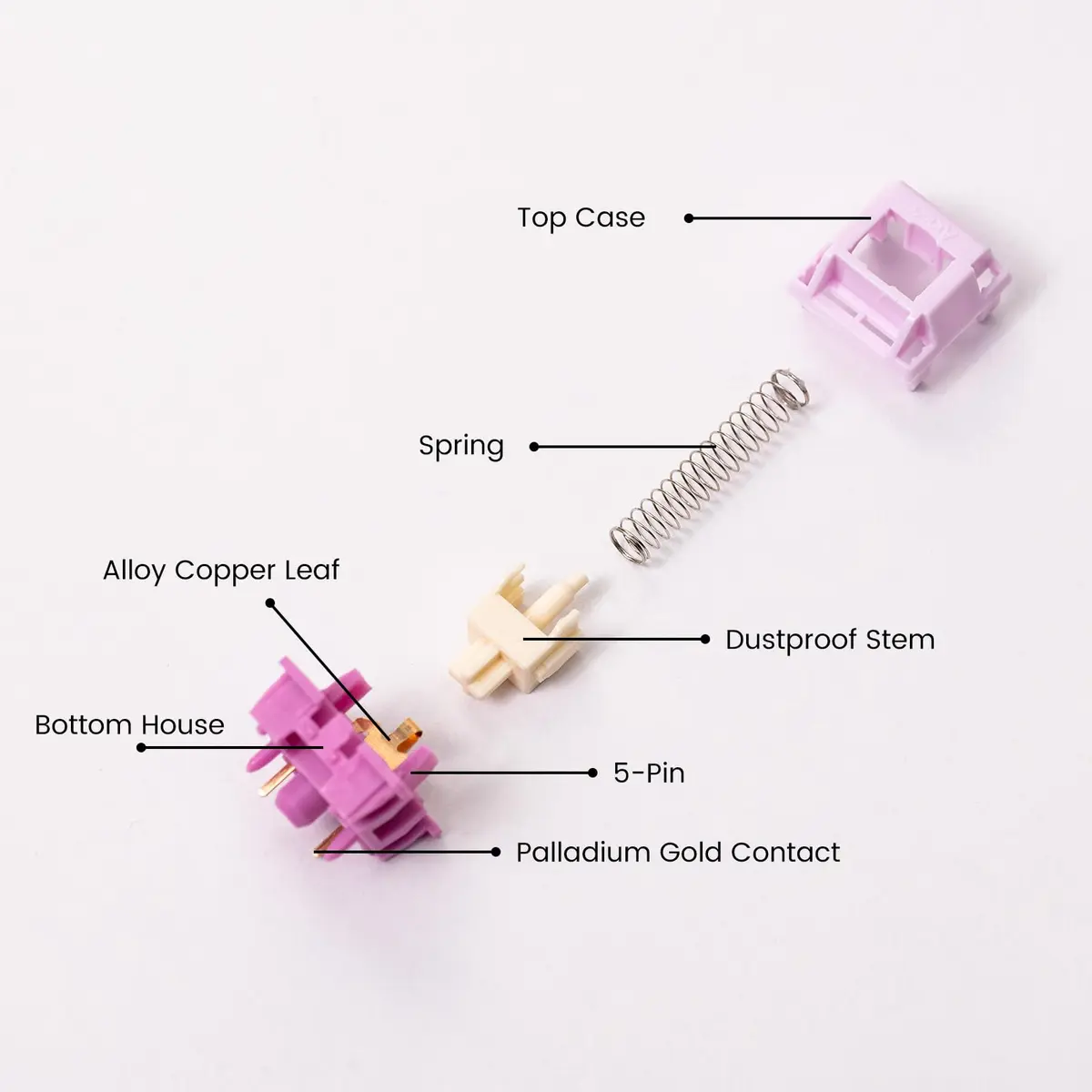 Akko V3 Creamy Purple Pro Tactile Keyboard Switches (45pcs) | Smooth, Creamy, and Satisfying Typing Experience - view 6