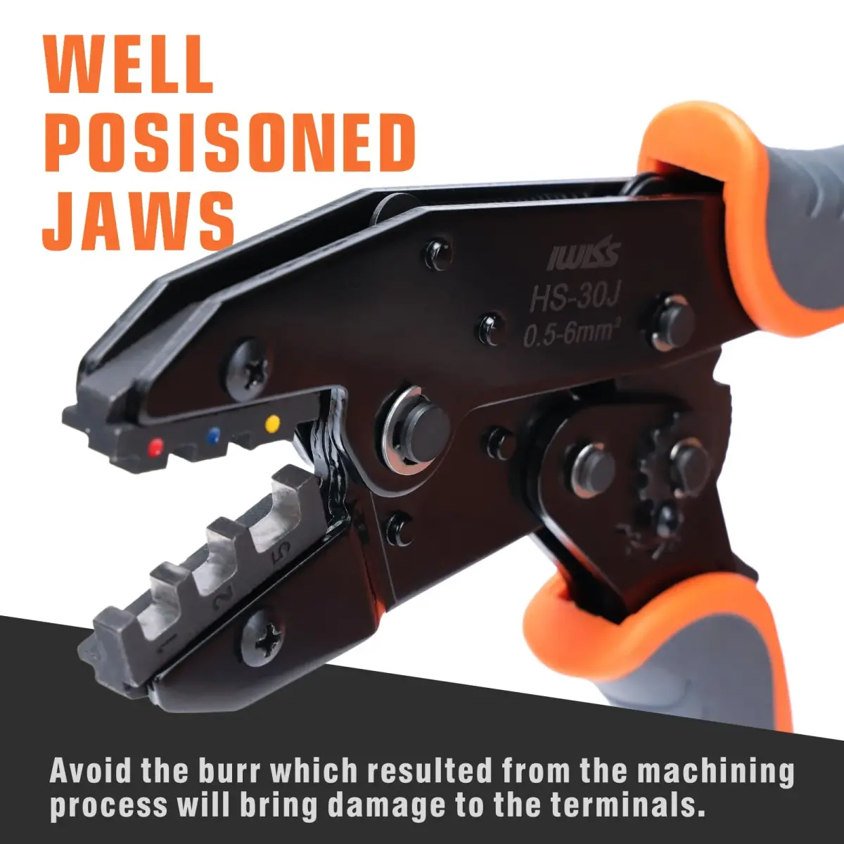 IWISS Ratchet Wire Crimping Tool Set with 5 Jaws & Wire Stripper | AWG 20-10 Crimping Pliers for Insulated & Non-Insulated Terminals - view 2