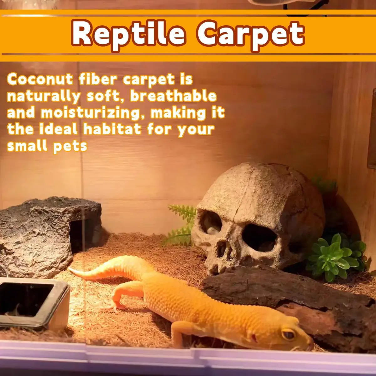 Hamiledyi Natural Coconut Fiber Reptile Carpet 323cm x 40cm (127 x 15.7in) | Breathable, Cuttable, Odor-Reducing Cage Liner - view 3