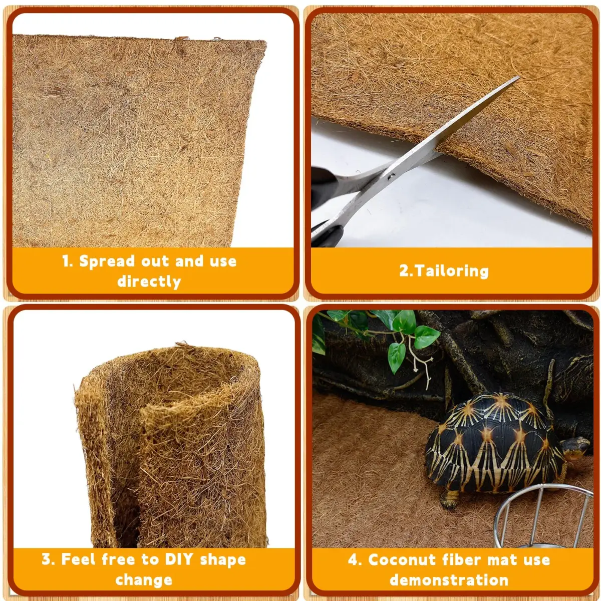Hamiledyi Natural Coconut Fiber Reptile Carpet 40cm x 399cm (16in x 157in) | Breathable, Odor-Reducing Cage Liner - view 5