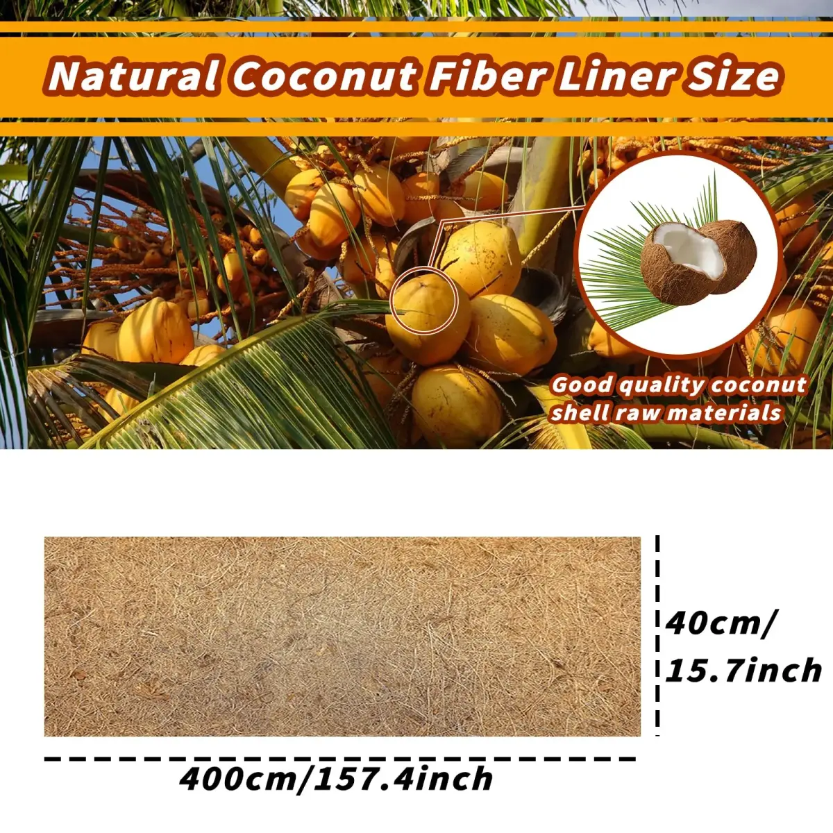 Hamiledyi Natural Coconut Fiber Reptile Carpet 40cm x 399cm (16in x 157in) | Breathable, Odor-Reducing Cage Liner - view 2