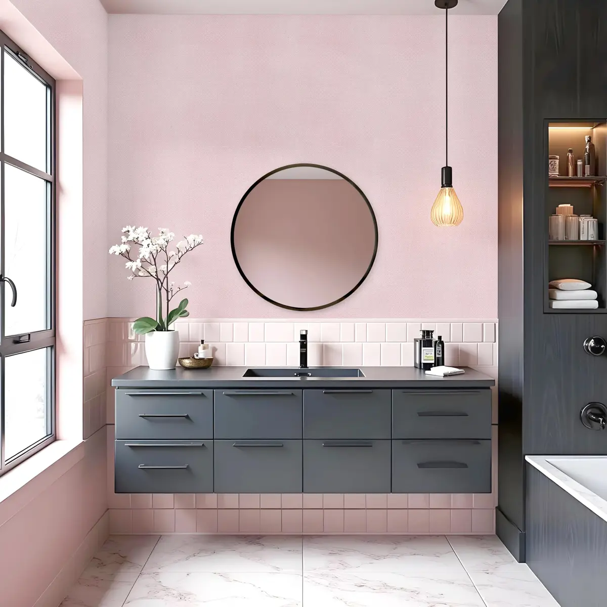 lenify Pink Peel and Stick Wallpaper Grasscloth Paper 15.7in x 196.8in | Vintage Linen Style, Waterproof, Easy to Install - view 5
