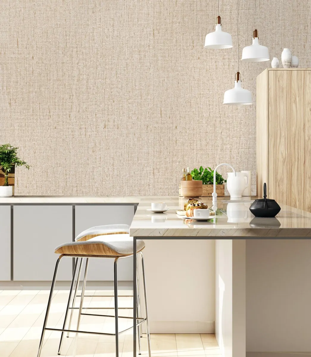 lenify Beige Grasscloth Peel and Stick Wallpaper Textured 40.4cm x 1000cm (15.7in x 393.7in) | Vintage Linen Style for Bedrooms & Living Rooms - view 5