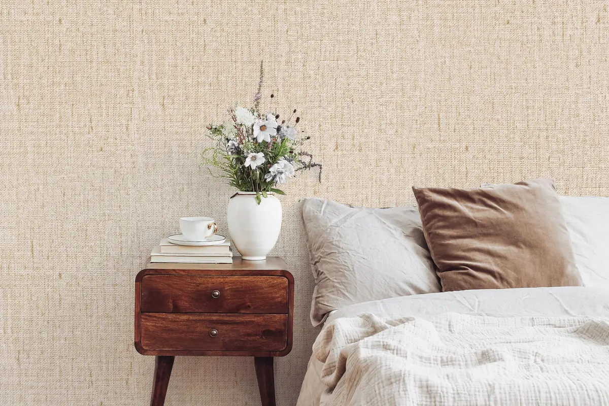lenify Beige Grasscloth Peel and Stick Wallpaper Textured 40.4cm x 1000cm (15.7in x 393.7in) | Vintage Linen Style for Bedrooms & Living Rooms - view 6