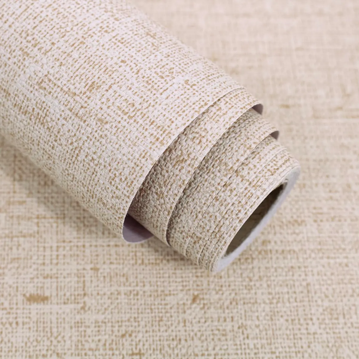 lenify Beige Grasscloth Peel and Stick Wallpaper Textured 40.4cm x 1000cm (15.7in x 393.7in) | Vintage Linen Style for Bedrooms & Living Rooms - main product image
