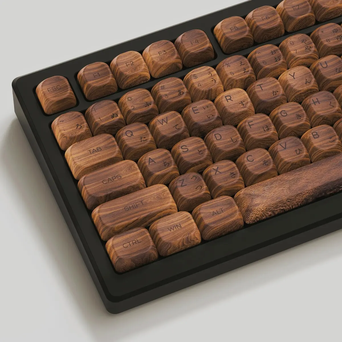 Womier Retro Walnut MOA PBT Keycaps Japanese Custom Keyboard Keycap Set for Mechanical Keyboards - 75% Layout, M-Brown - main product image