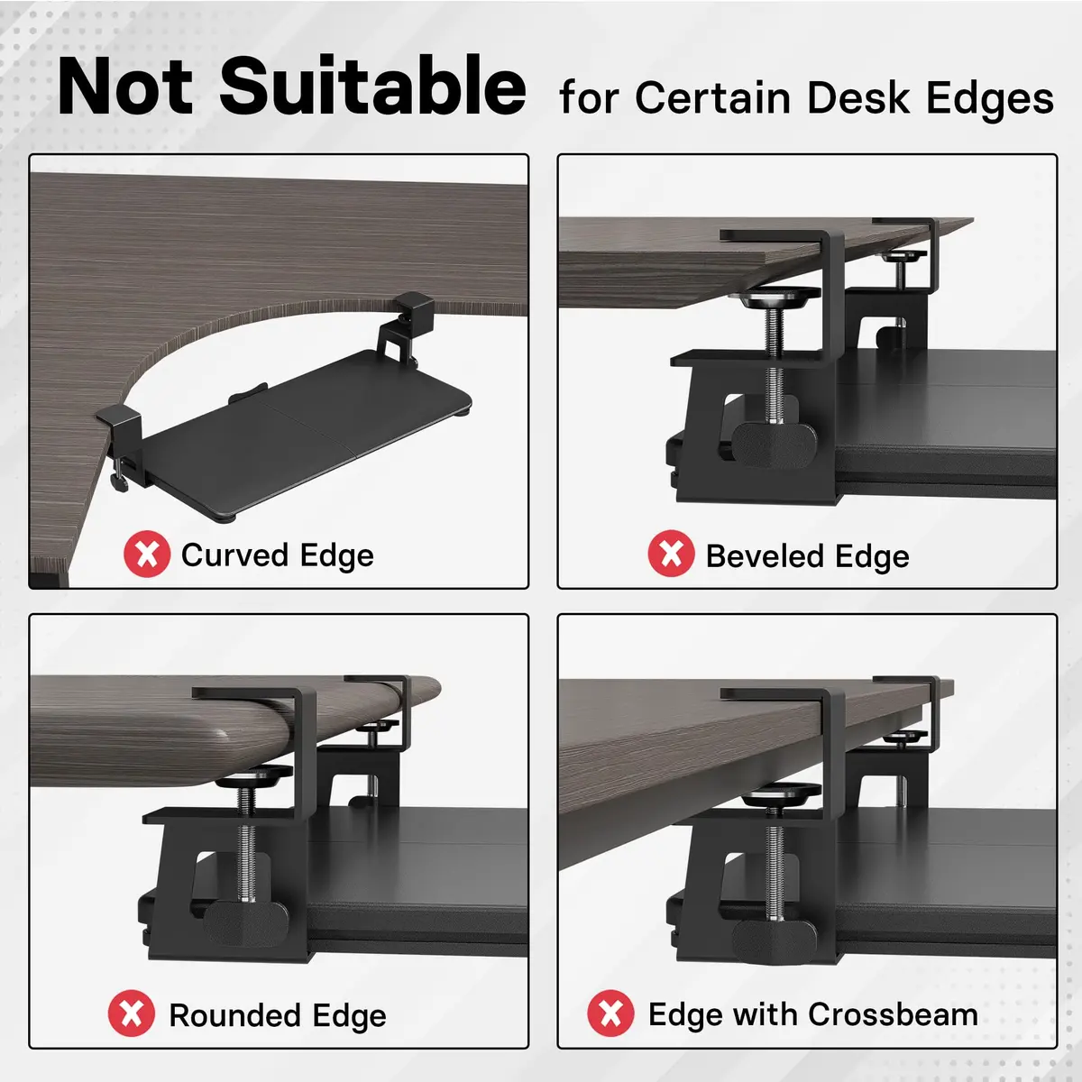 BONTEC Under Desk Keyboard Tray, Pull-Out Platform for Ergonomic Workspace | Fits Desks Up to 1.97" - view 3