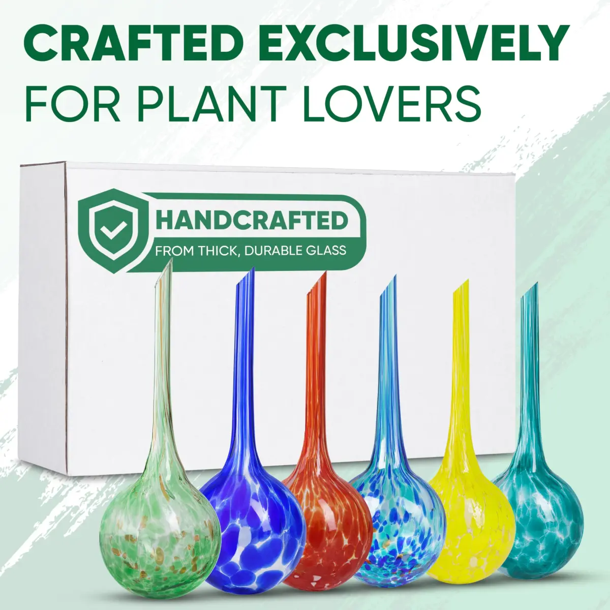 Mission Gallery Large Glass Watering Globes Set of 6, 200ml (6.76 Fl Oz) | Vacation Plant Watering - view 9