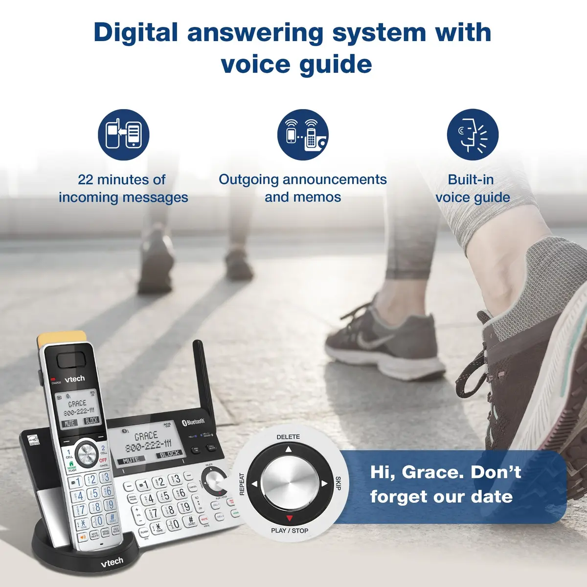 VTech IS8151-2 Super Long Range 2 Handset Cordless Phone | DECT 6.0, Bluetooth, Call Blocker, Answering Machine - view 5