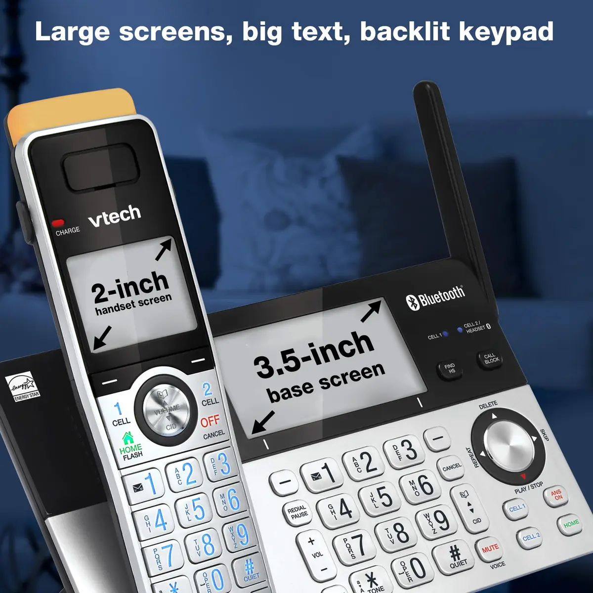 VTech IS8151-2 Super Long Range 2 Handset Cordless Phone | DECT 6.0, Bluetooth, Call Blocker, Answering Machine - view 6