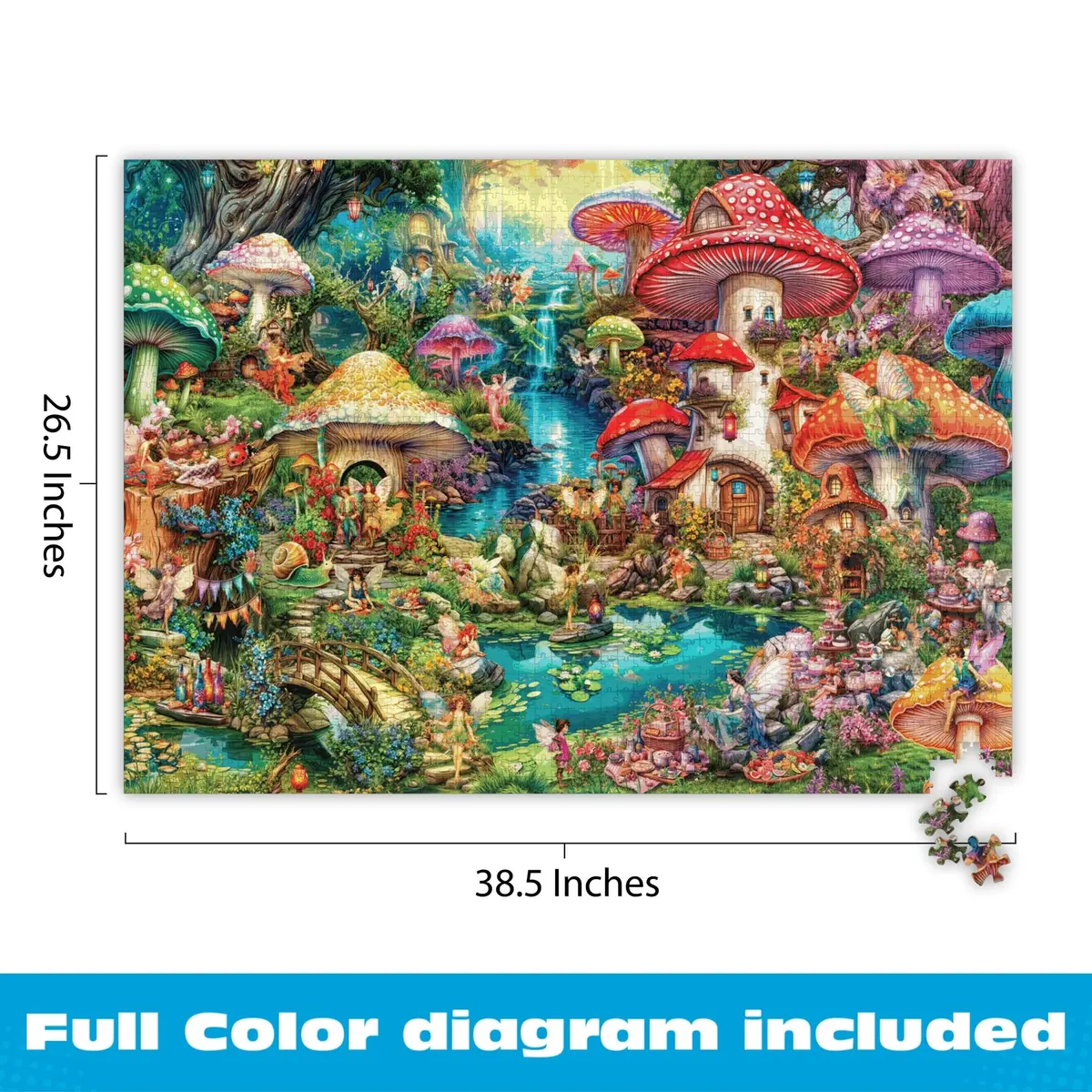Buffalo Games Aimee Stewart Merry Mushroom Village Picnic 2000 Piece Puzzle | Vibrant Fantasy Scene for Adults - view 3