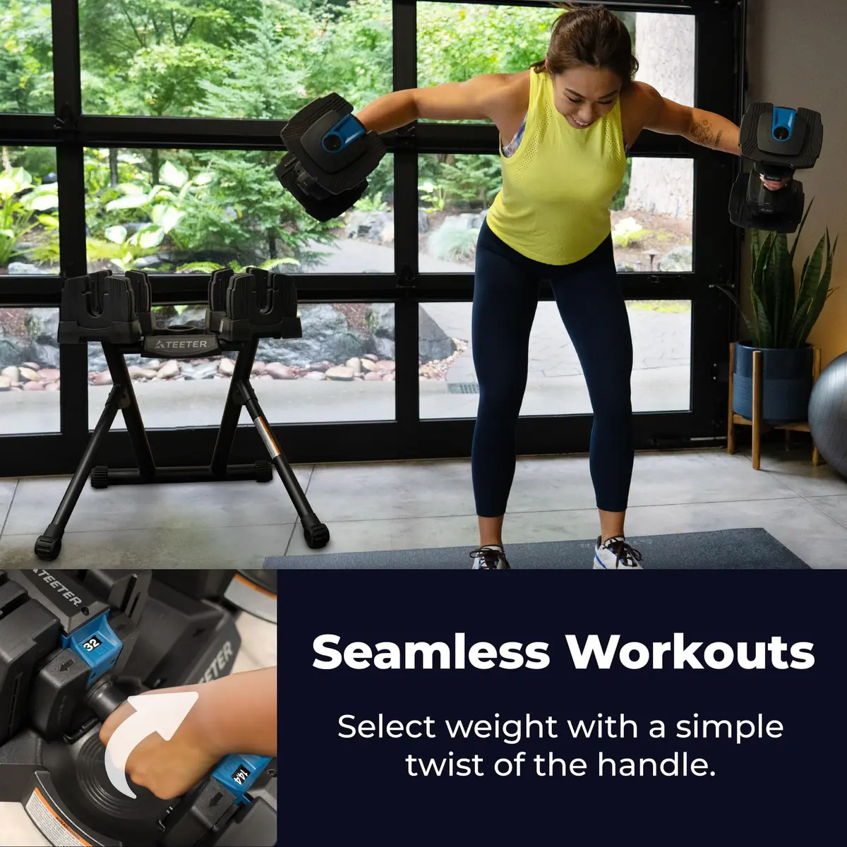 Teeter ProFlex 432 Adjustable Dumbbell Set 4-32lb | Space-Saving Home Gym Equipment - view 2