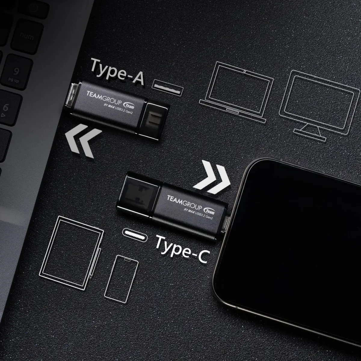 TEAMGROUP X1 MAX 512GB USB 3.2 Gen 2 Flash Drive | 1000MB/s Read Speed, Dual Type-A & Type-C - view 5
