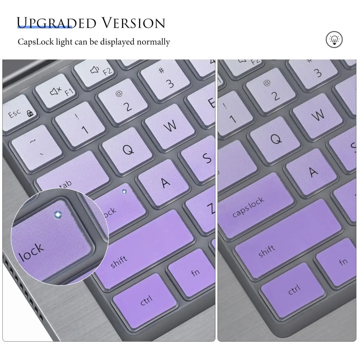 CASEDAO Gradual Purple Silicone Keyboard Skin for Dell Latitude 7440/7430/7420/7410/5440/5431/5430/5420 14" Laptop | US Layout - view 2