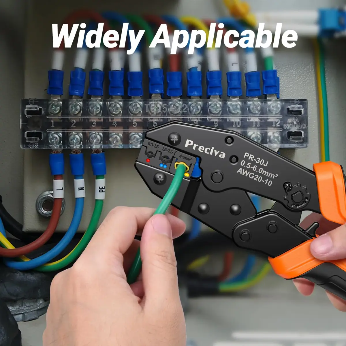 Preciva Ratcheting Wire Terminal Crimper Kit AWG20-10 (0.5-6mm²) with 400 Insulated Connectors | Professional Electrical Tool - view 7