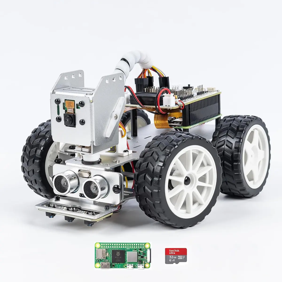 SunFounder PiCar-X AI Video Robot Car Kit with Raspberry Pi Zero 2 W+32G TF Card, ChatGPT-4o Enabled, Python, Scratch, Camera, Mic (1 Kit) - main product image