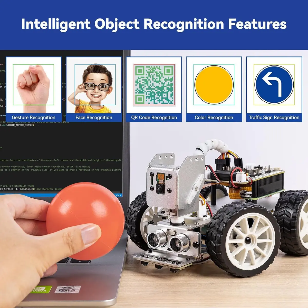SunFounder PiCar-X AI Video Robot Car Kit with Raspberry Pi Zero 2 W+32G TF Card, ChatGPT-4o Enabled, Python, Scratch, Camera, Mic (1 Kit) - view 5