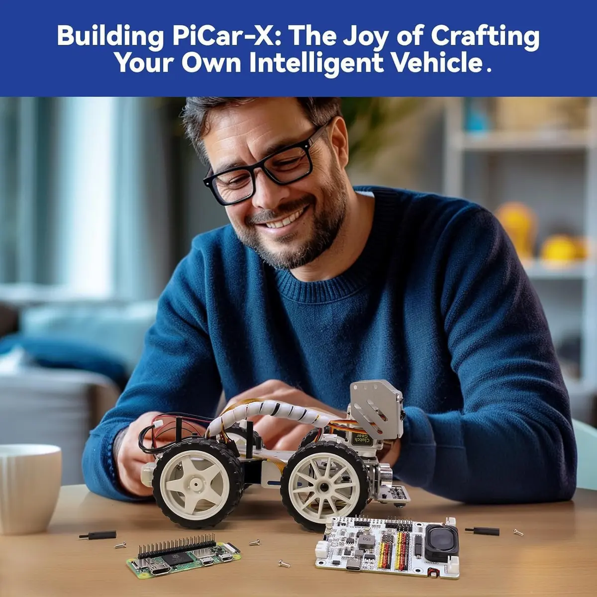 SunFounder PiCar-X AI Video Robot Car Kit with Raspberry Pi Zero 2 W+32G TF Card, ChatGPT-4o Enabled, Python, Scratch, Camera, Mic (1 Kit) - view 9