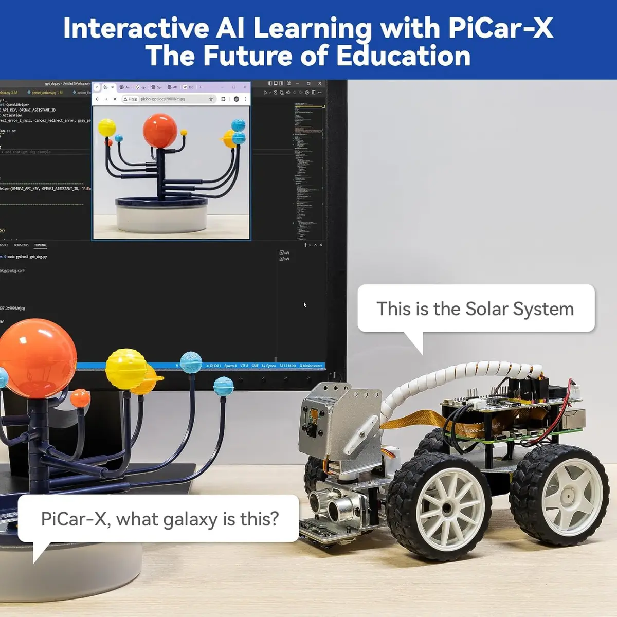 SunFounder PiCar-X AI Video Robot Car Kit with Raspberry Pi Zero 2 W+32G TF Card, ChatGPT-4o Enabled, Python, Scratch, Camera, Mic (1 Kit) - view 3