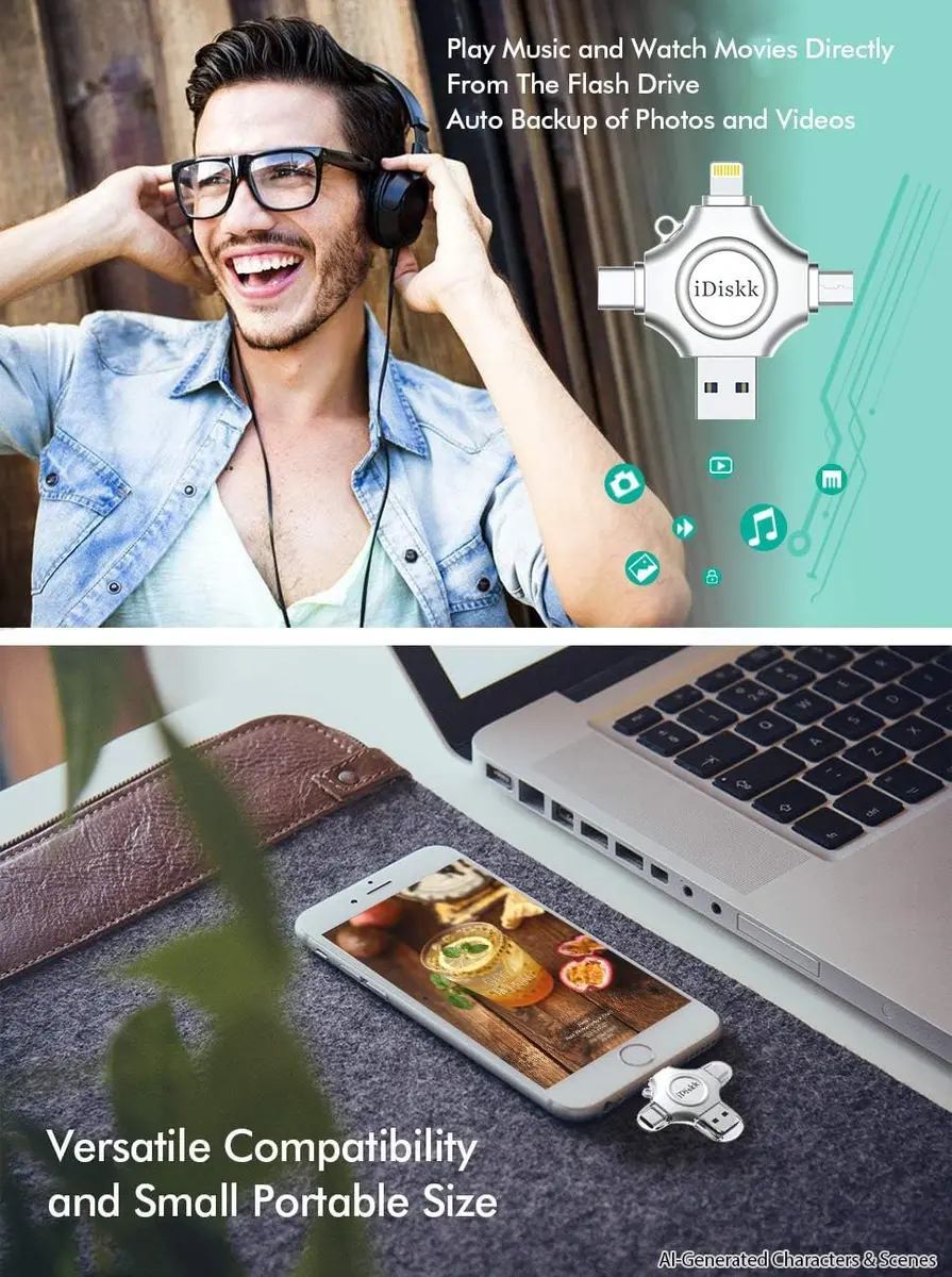iDiskk MFi Photo Stick 1TB Flash Drive | Auto Backup Videos & Photos for iPhone & Android - view 6