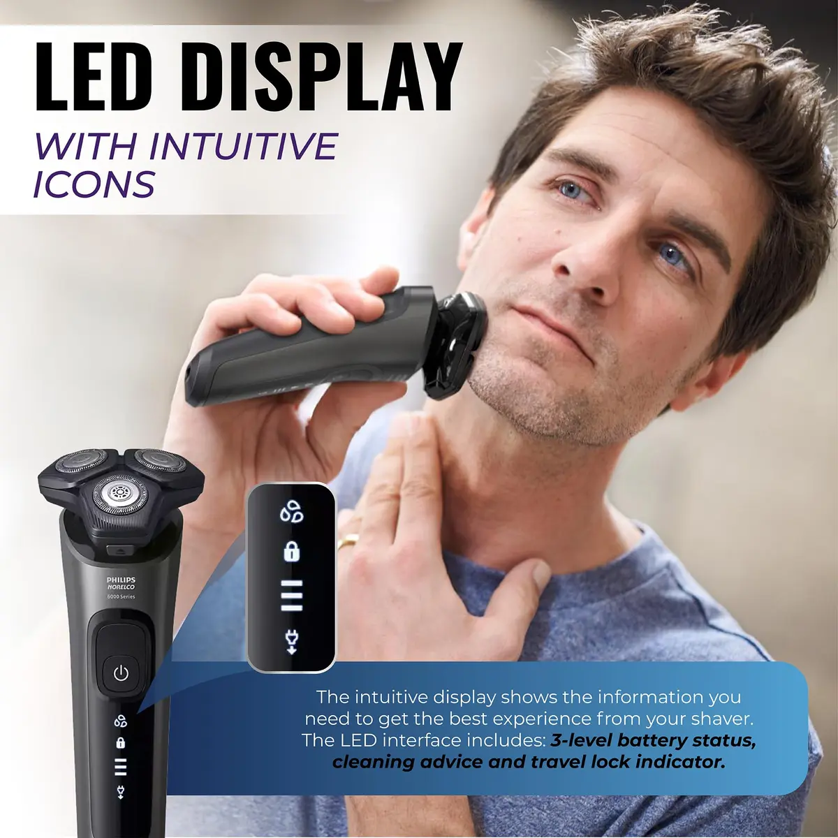 Philips Electric Shaver S66 | Rotary Wet & Dry Men’s Razor with SenseIQ Technology - view 7