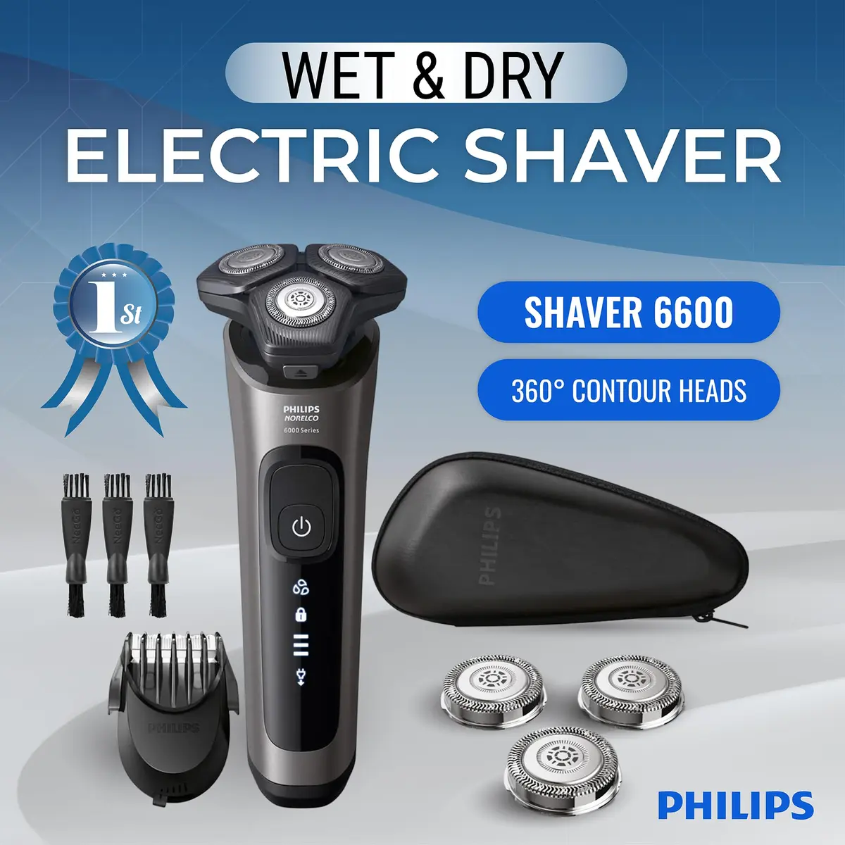Philips Electric Shaver S66 | Rotary Wet & Dry Men’s Razor with SenseIQ Technology - view 2